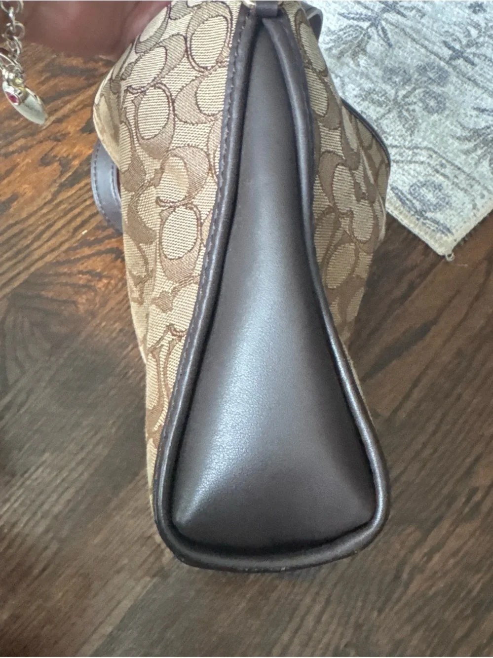 Coach Small Dufflette in Signature Canvas-Crossbody with Brown Leather Trim